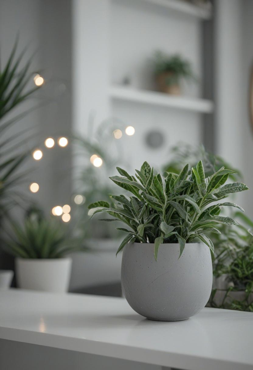 Elegant grey plants in a minimalist, modern setting.