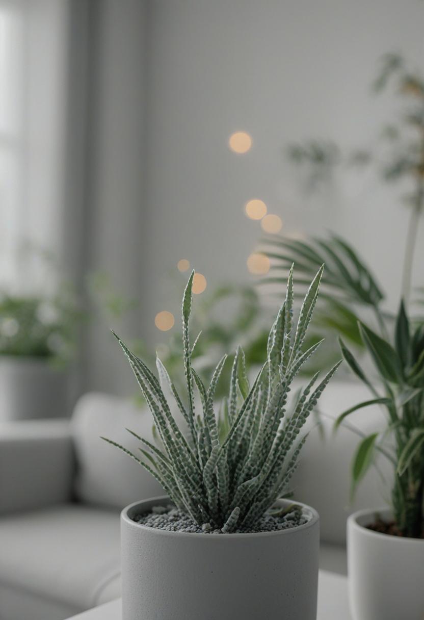 Elegant grey plants in a minimalist, moody setting.