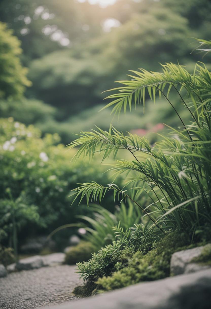 Elegant Japanese plant arrangement in serene natural style.