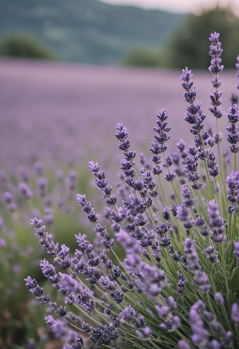 Soft lavender blooms in a rustic garden setting.