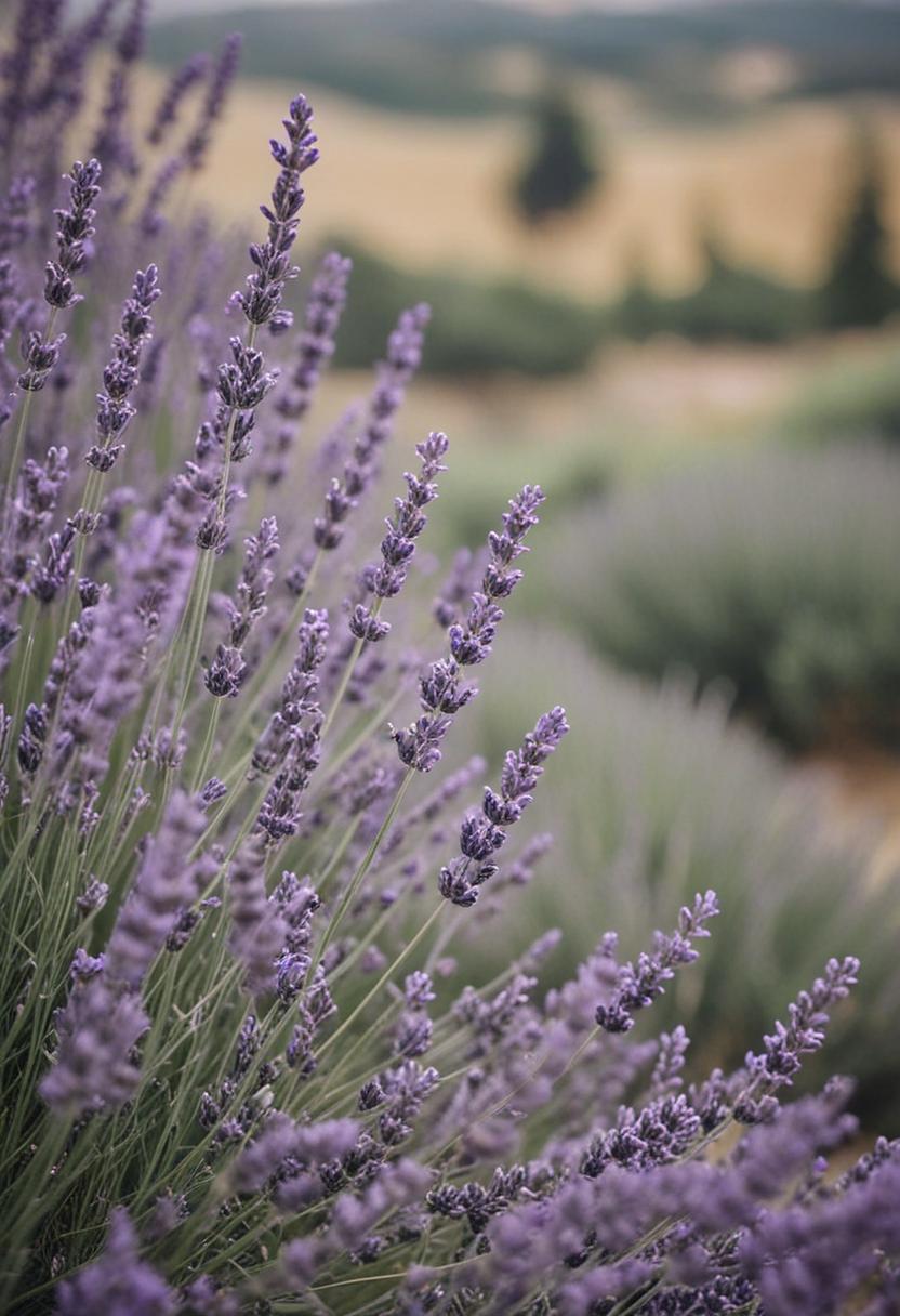 Soft lavender blooms in a serene, calming garden setting.