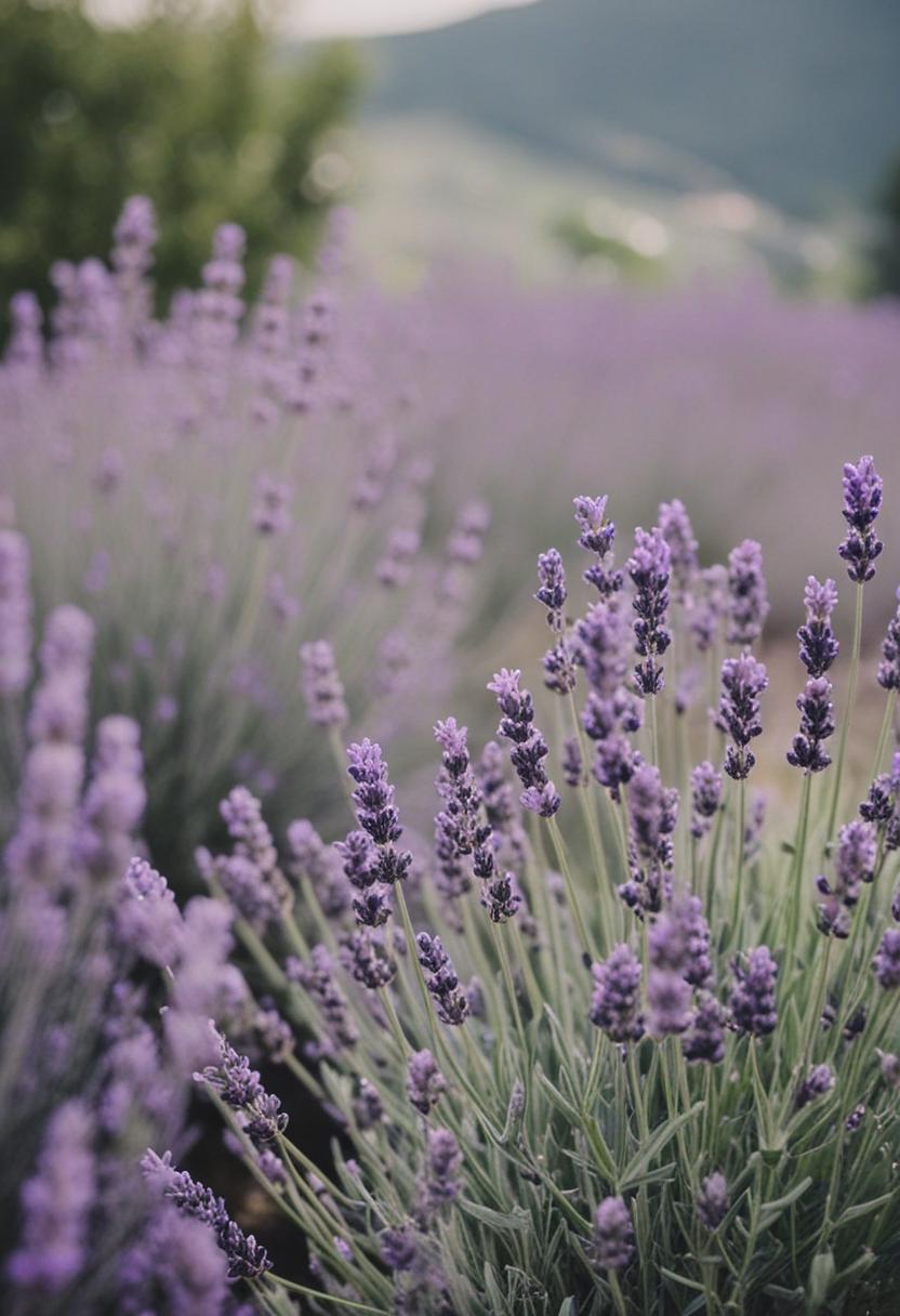 Soft lavender blooms in a serene, calming garden setting.