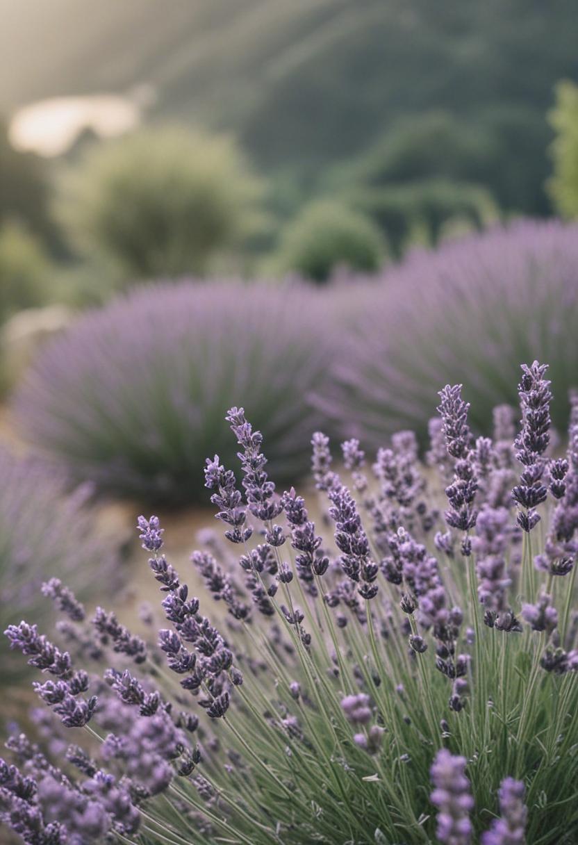 Soft lavender blooms in a serene, calming garden setting.