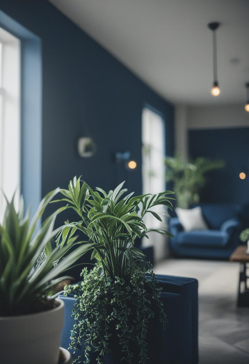 Navy blue plants in a serene, minimalist aesthetic.