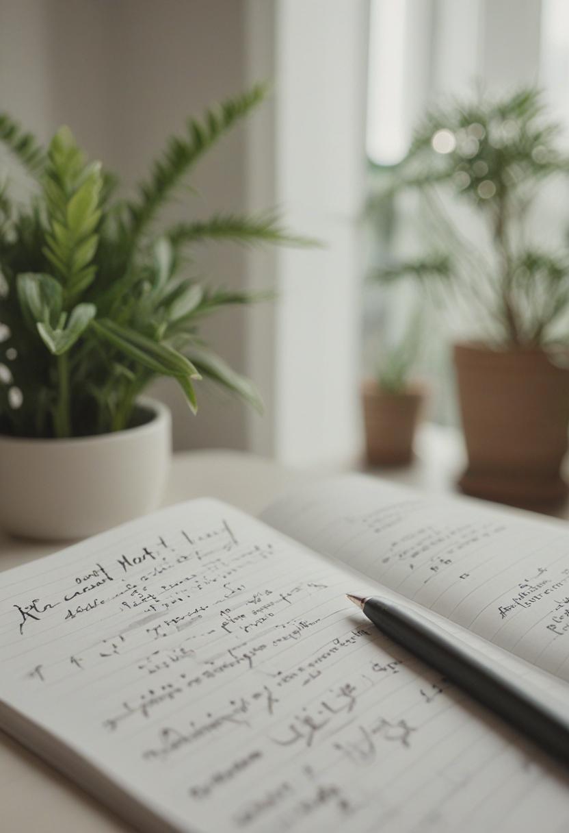 Elegant plants in a minimalist, note-inspired setup.