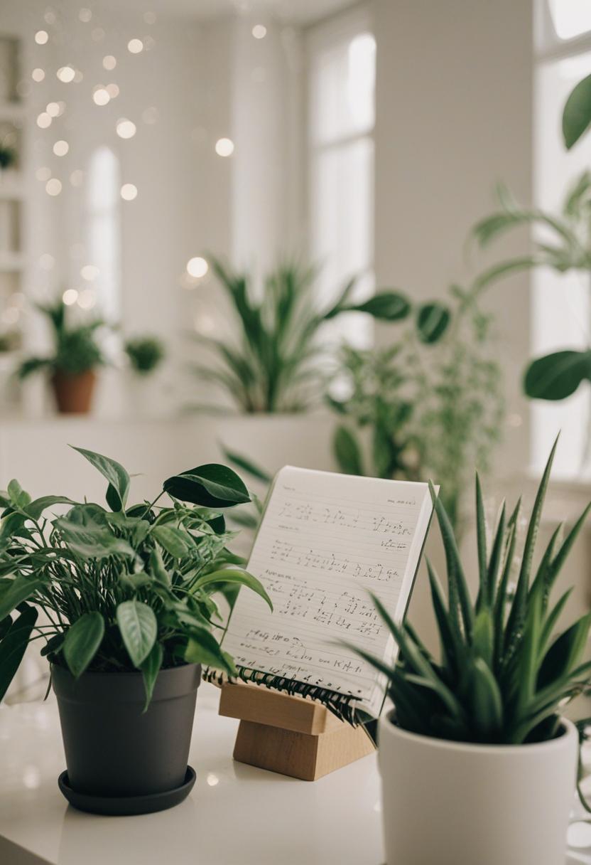 Elegant plants in a minimalist, note-inspired style.