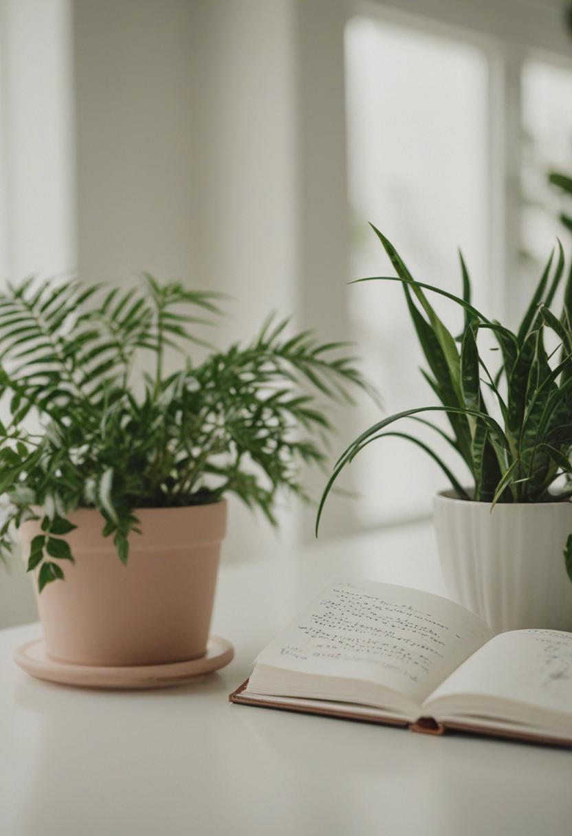 Elegant plants in a minimalist, note-inspired aesthetic.