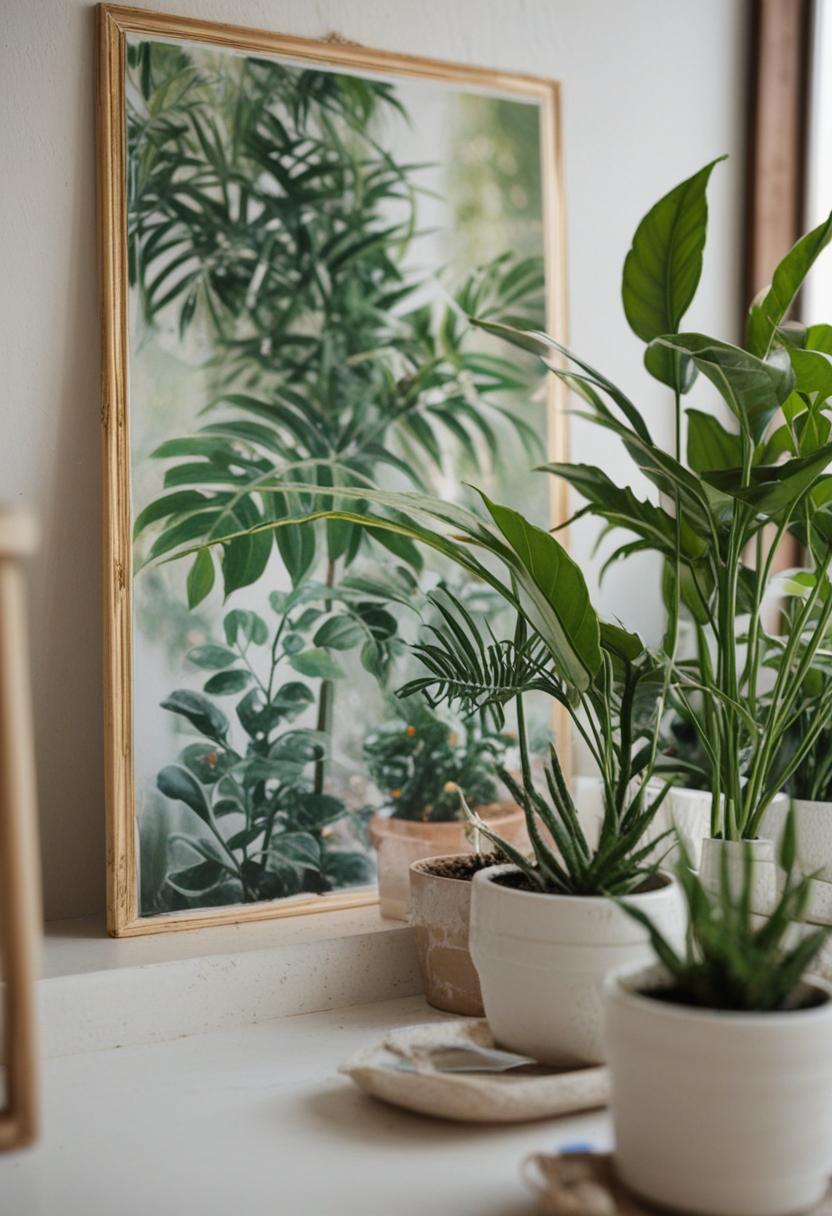 Stylized plants in a painting-inspired art piece.