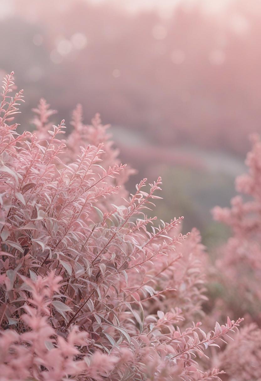 Pastel pink plants in a soft, dreamy aesthetic.