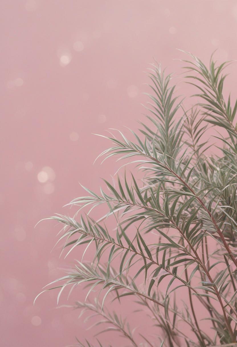 Pastel pink plants in a soft, dreamy aesthetic.