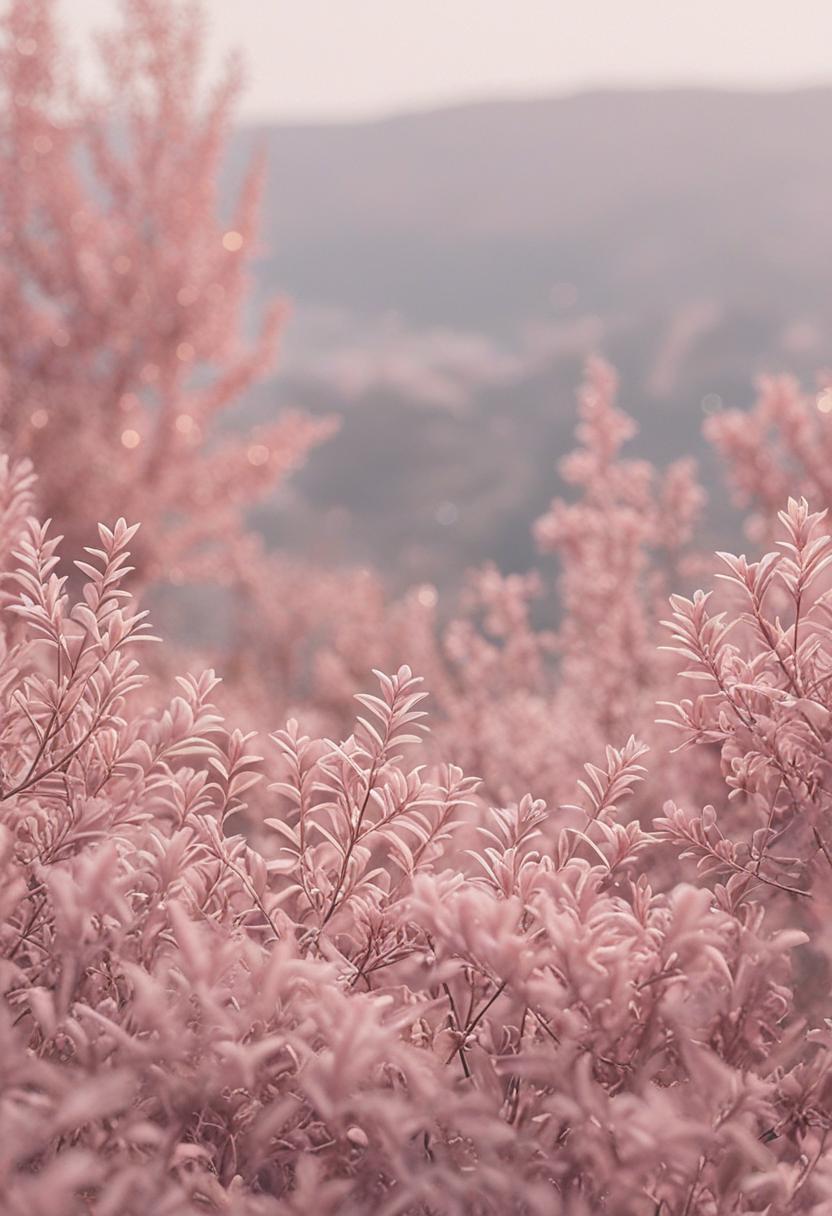 Pastel pink plants in a soft, dreamy aesthetic.