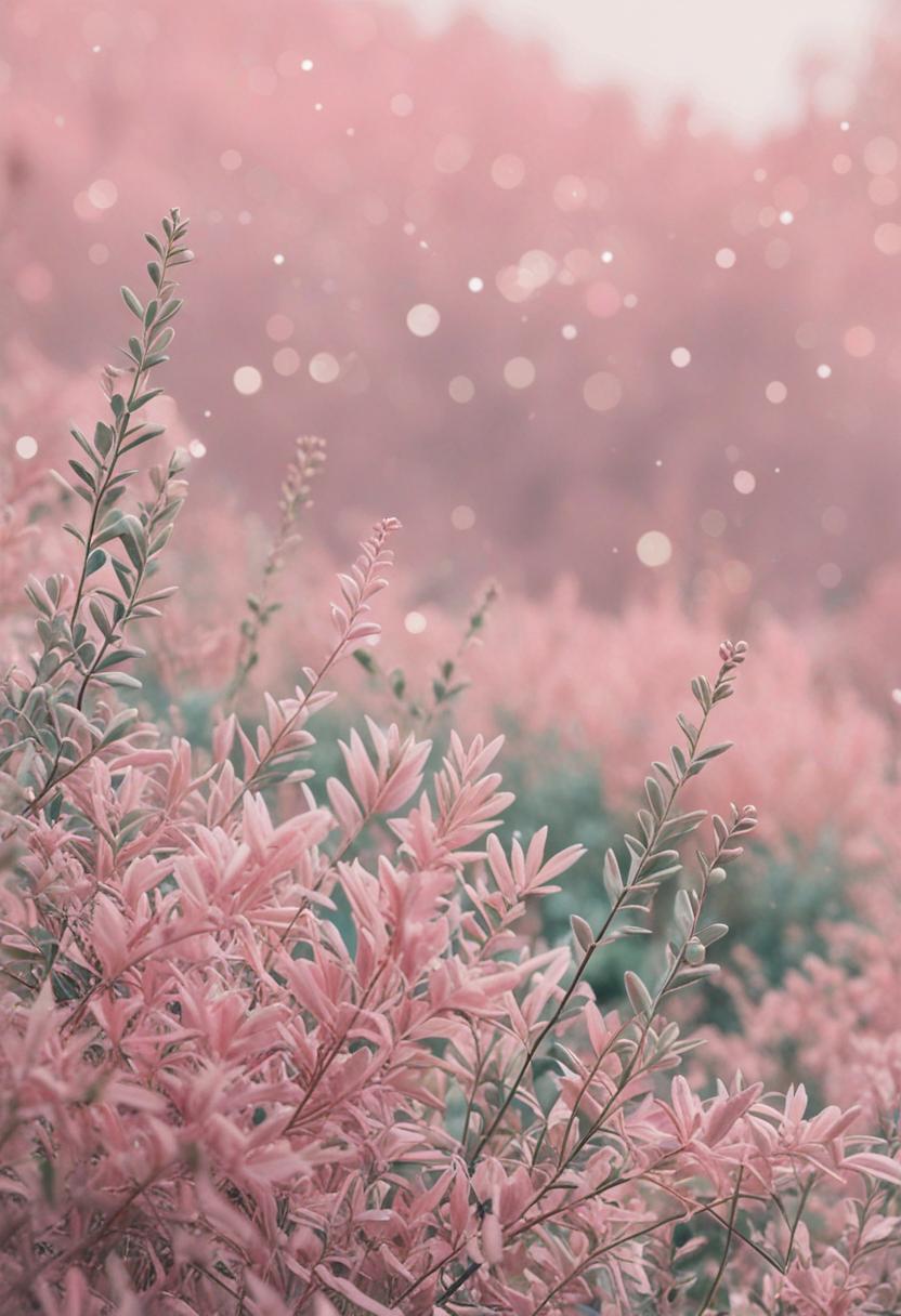 Pastel pink plants in a soft, serene arrangement.