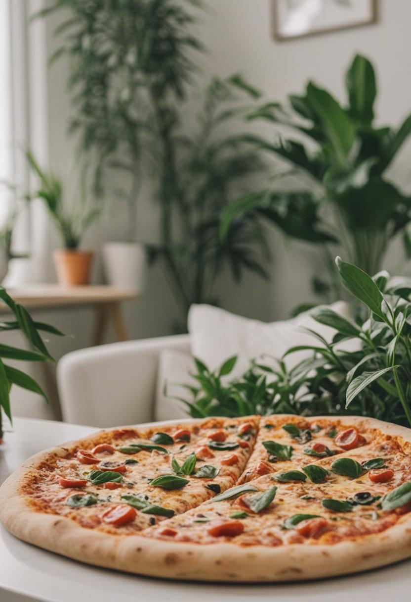 Cute plants with pizza toppings and cheese.