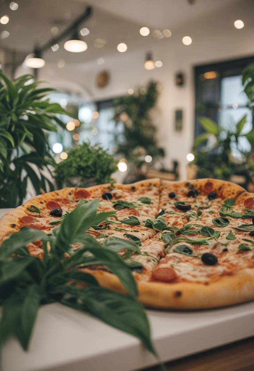 Potted plants with pizza-themed labels and toppings.