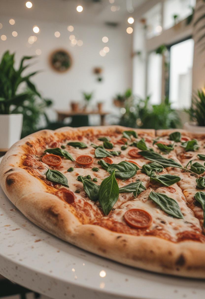 Vibrant plants with pizza toppings in a cozy, whimsical setting.