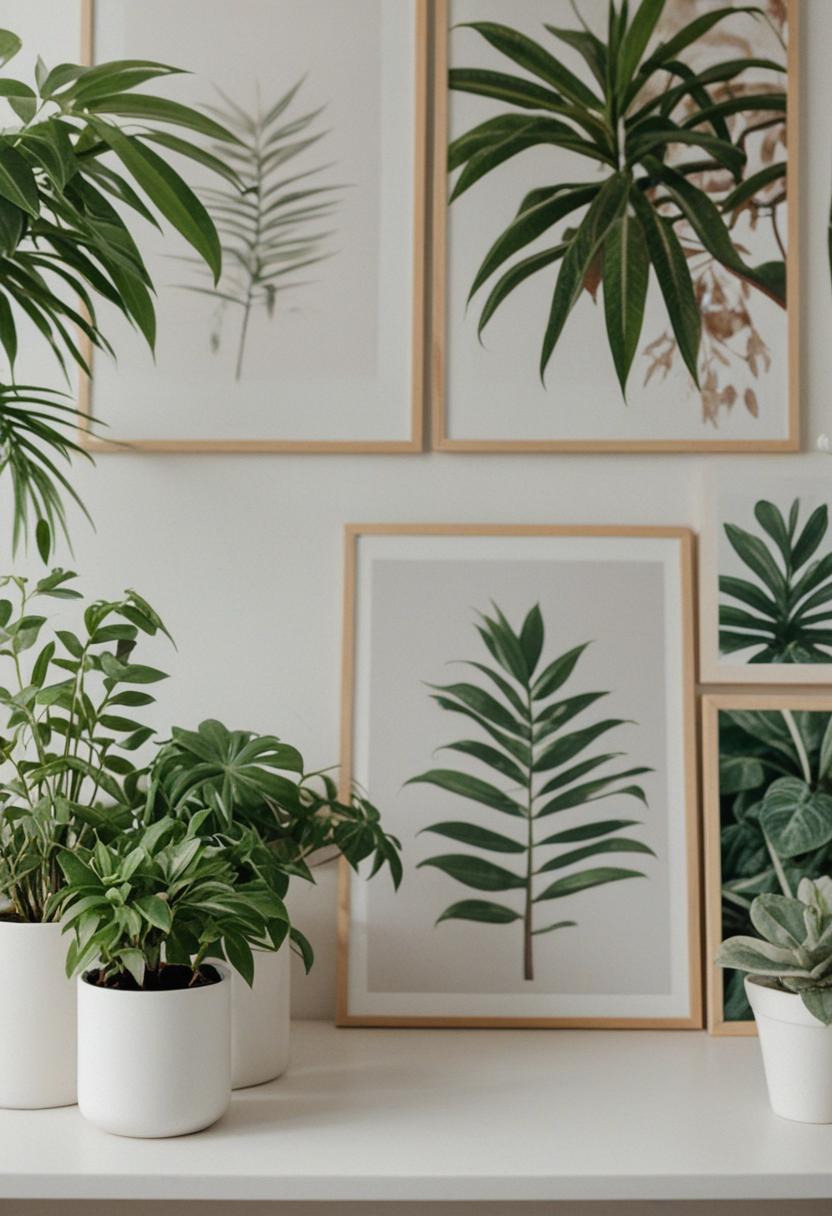 Elegant posters with lush green plants.