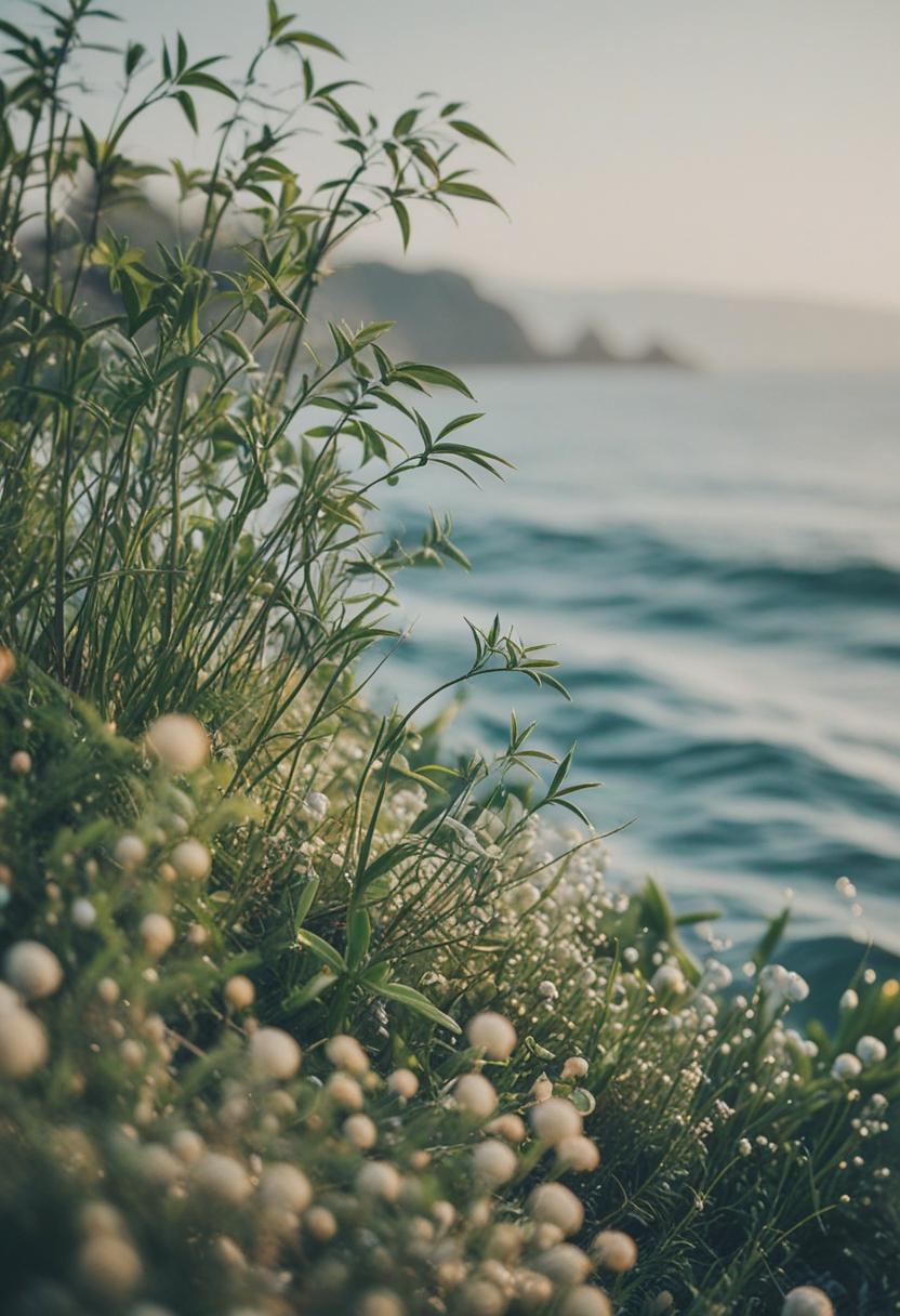Calm coastal plants in a serene sea-inspired setting.