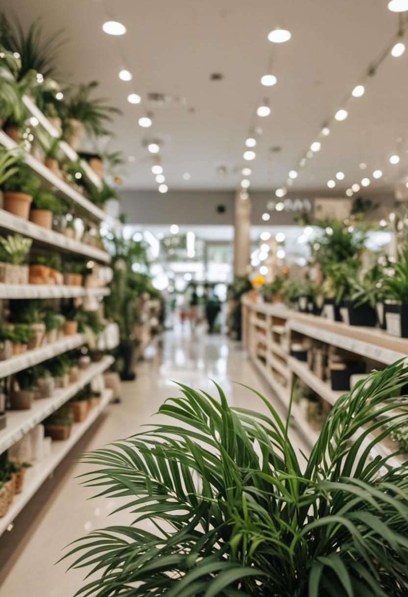 Shopper's paradise with vibrant plants and shopping vibes.