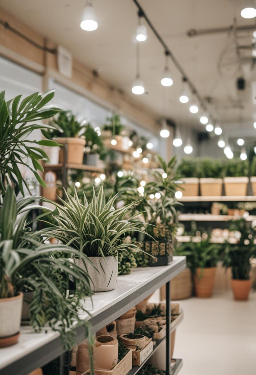 Shopper's paradise with vibrant plant life.