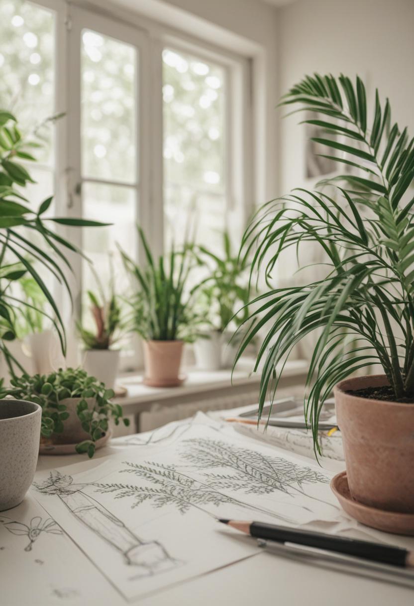 Sketchy plant designs in a soft, artistic style.