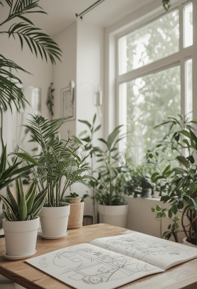 Sketchy plant designs in a soft, artistic style.