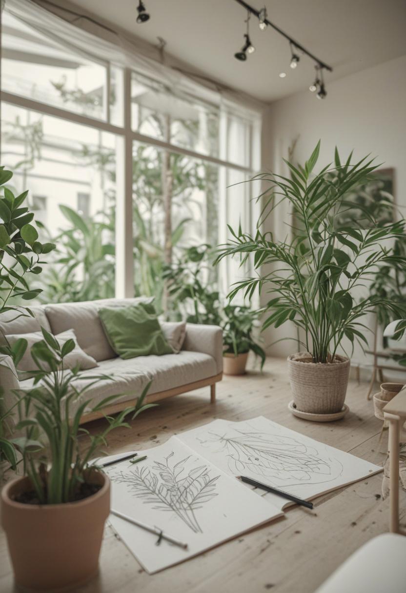 Sketch-style plants with soft lines and artistic charm.