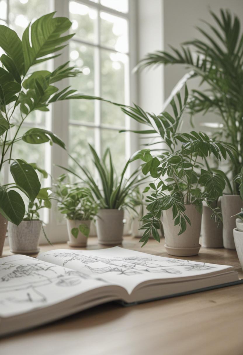 Sketch-style plants with soft lines and artistic charm.