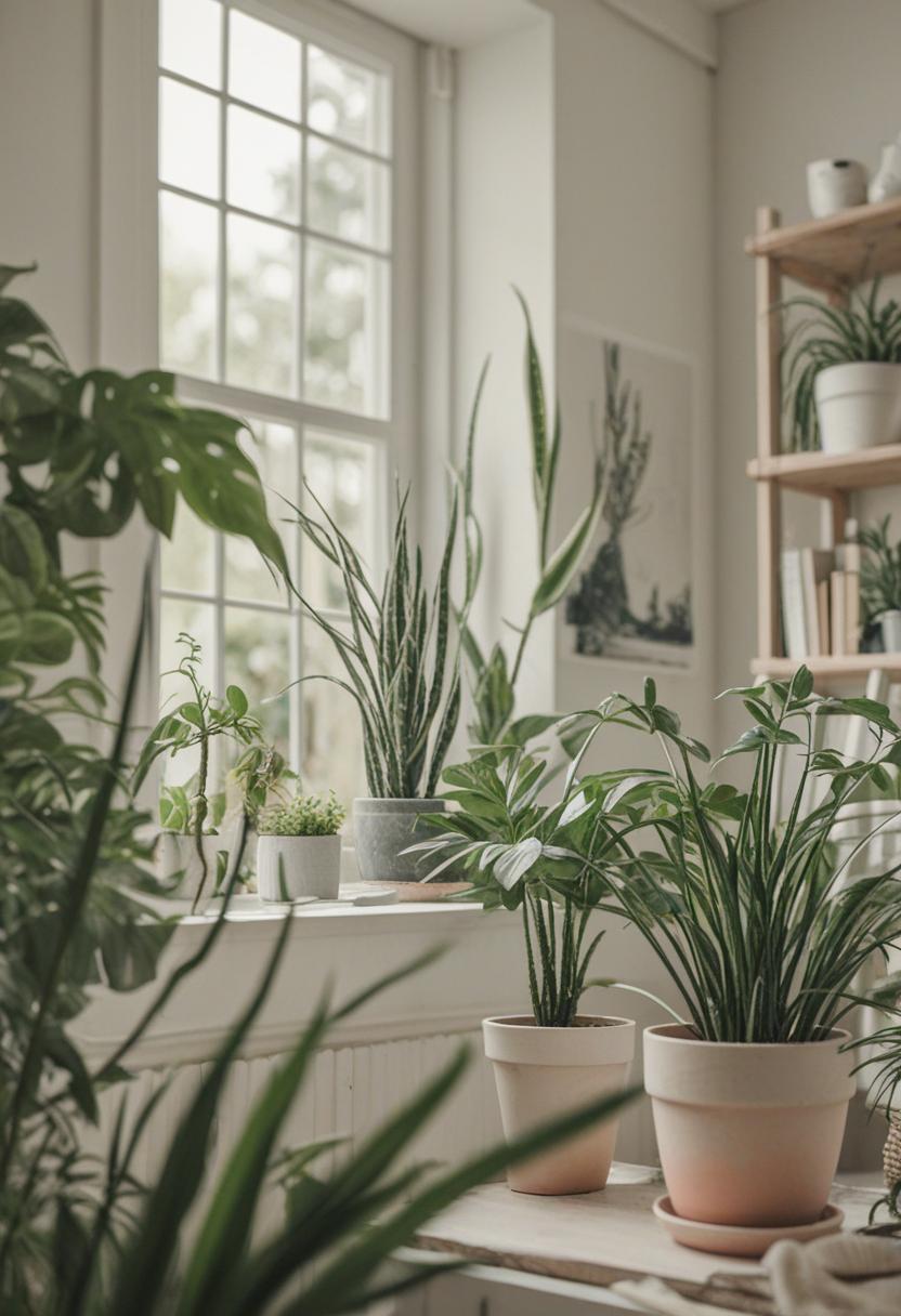 Sketch-style plants with soft lines and artistic charm.