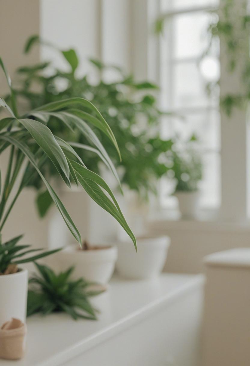 Soft green foliage in a calm, serene plant arrangement.