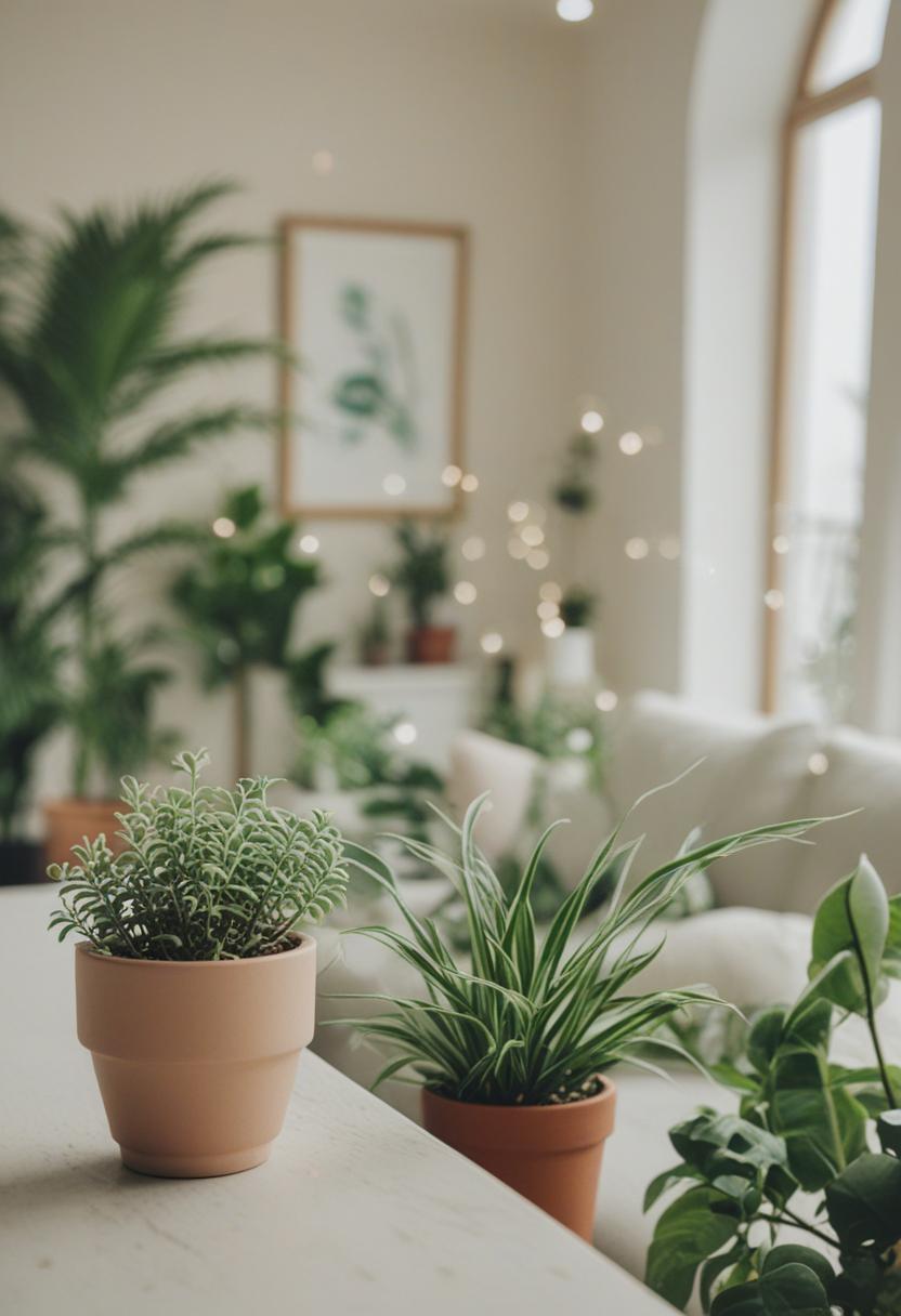 Soft greenery in a calming, plant-filled space.