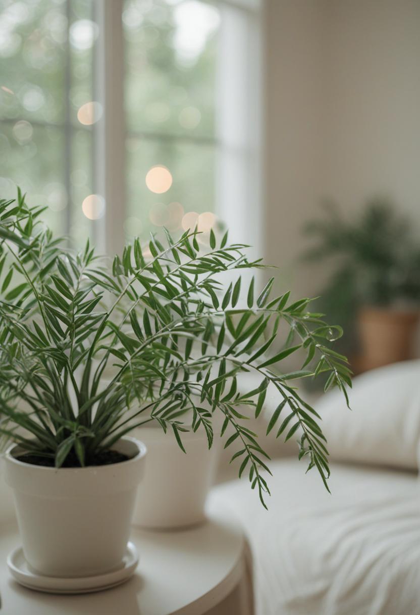 Soft greenery in a calming, plant-filled space.