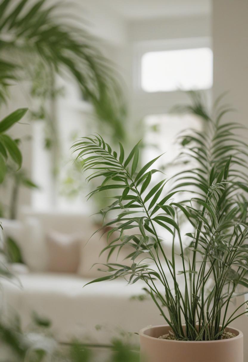 Soft greenery in a calm, minimalist setting.