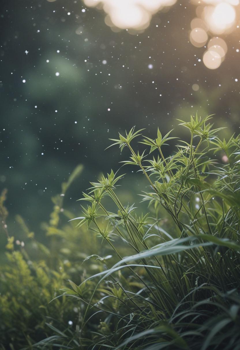 Starry plants in a dreamy, cosmic garden.