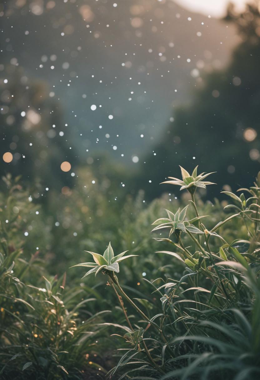 Starry plants in a dreamy, cosmic garden.