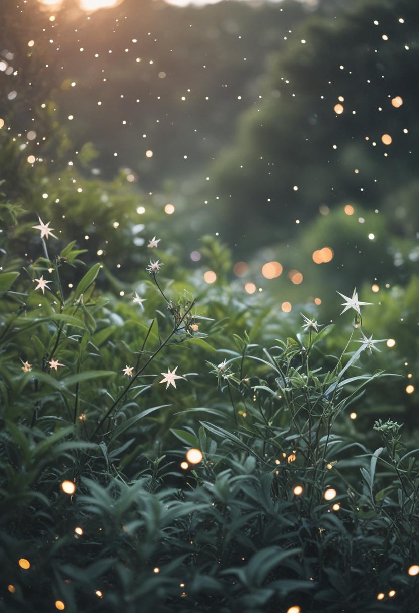 Stellar plants under a starry sky.