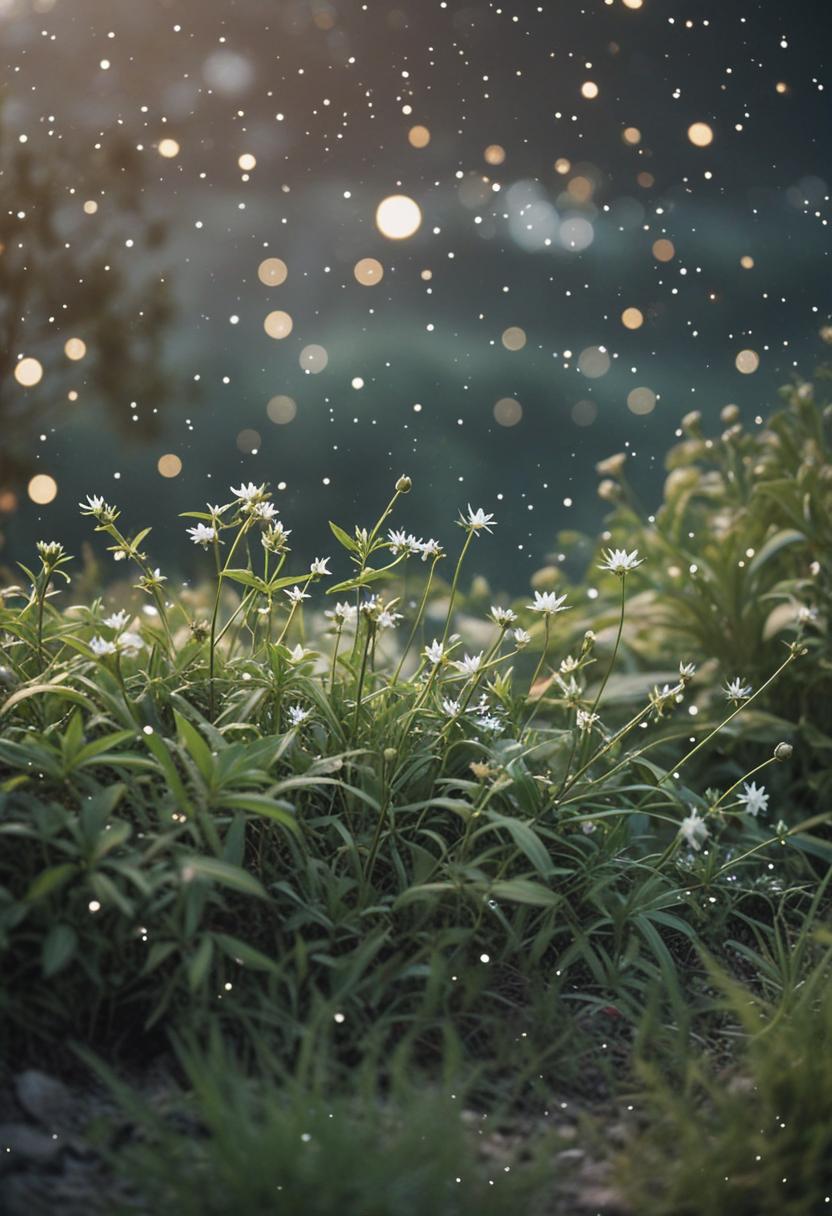 Starry vibes with lush green plants.