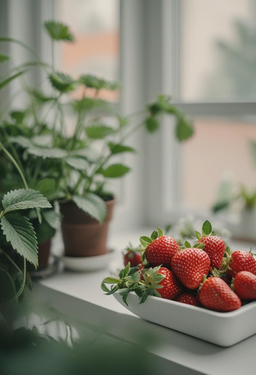 Sweet and vibrant strawberry plants in a cozy garden setting.