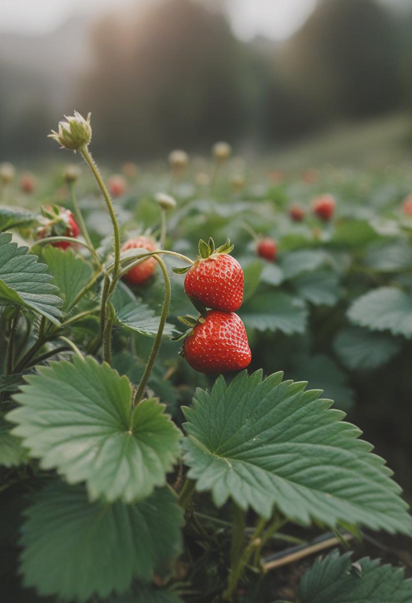 Sweet summer vibes with vibrant strawberry plants.
