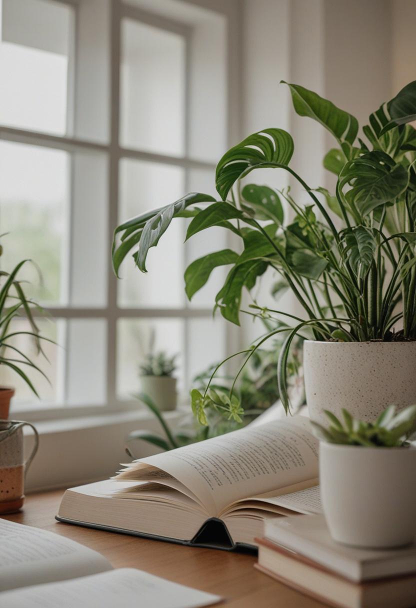 Elegant plant arrangement for a study space.