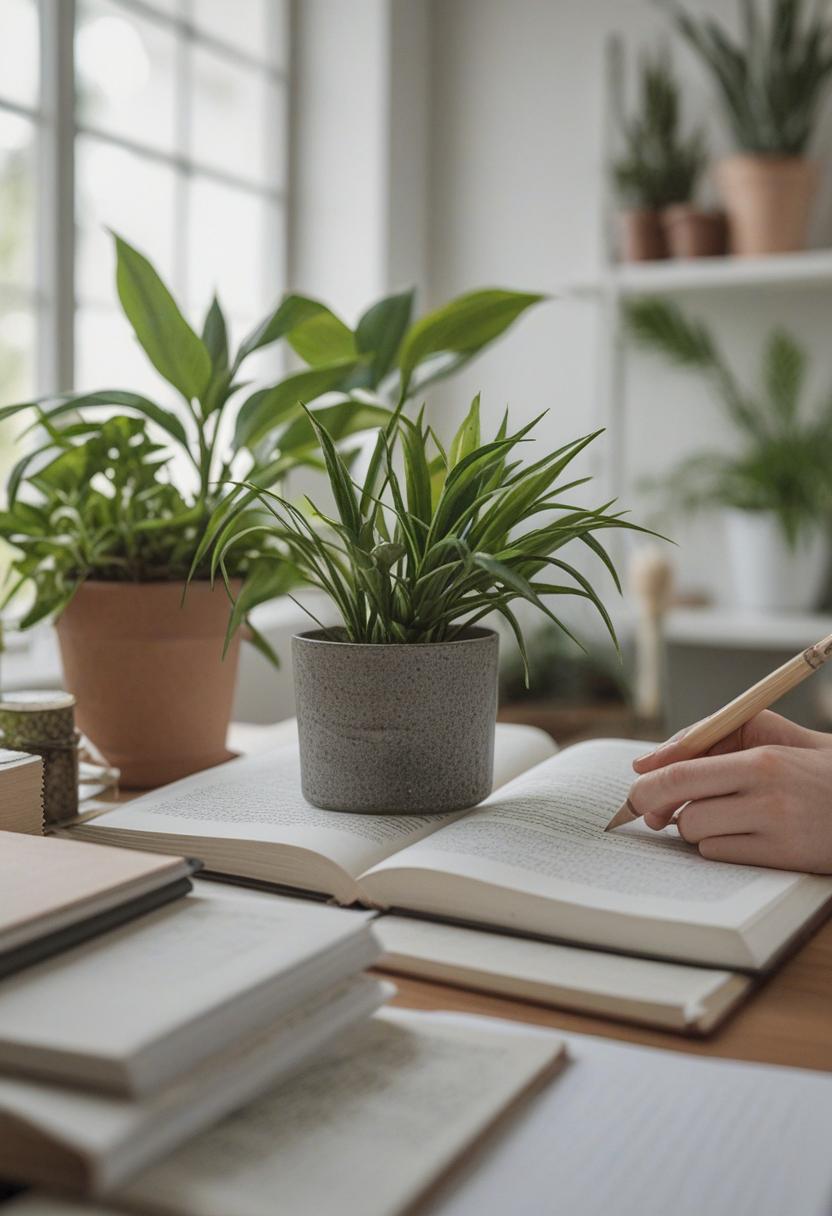 Elegant plant design for a serene study space.