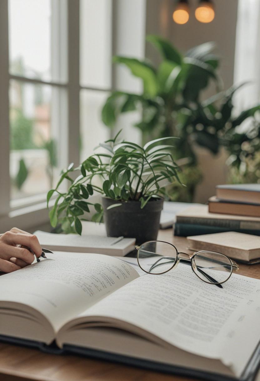Elegant plants in a study setting.