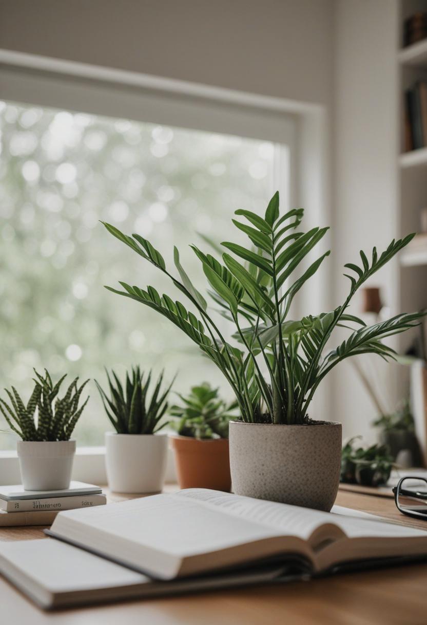 Aesthetic plants in a study space.