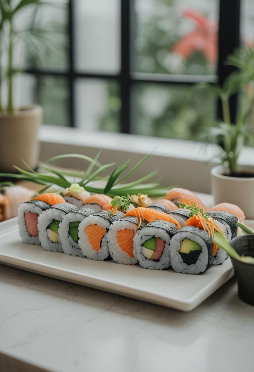 Greenery meets sushi elegance in organic style.