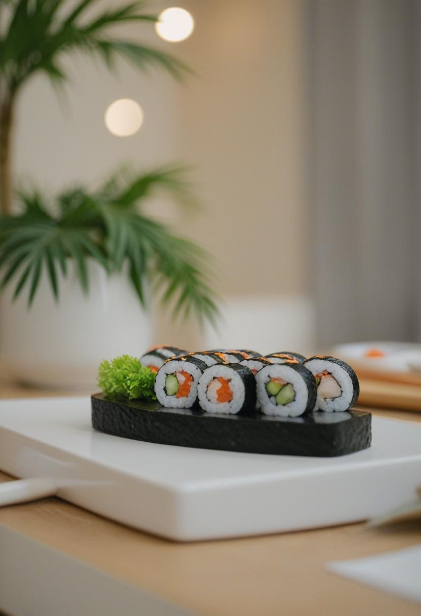 Sushi-themed greenery with fresh, vibrant plants.