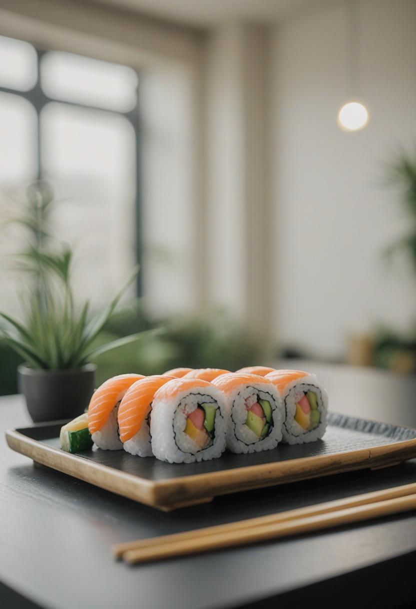 Sushi-themed plants in a sleek, modern arrangement.