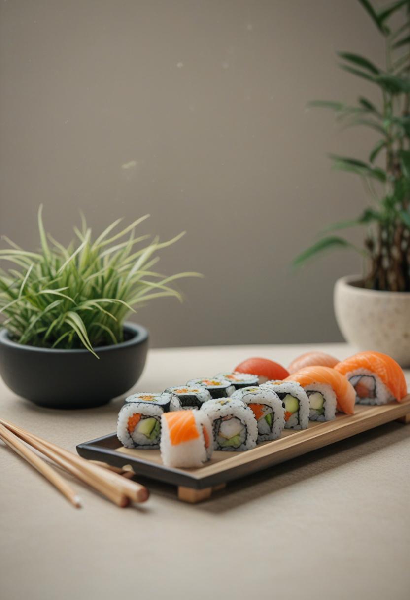 Sushi-themed plants in a vibrant, fresh arrangement.
