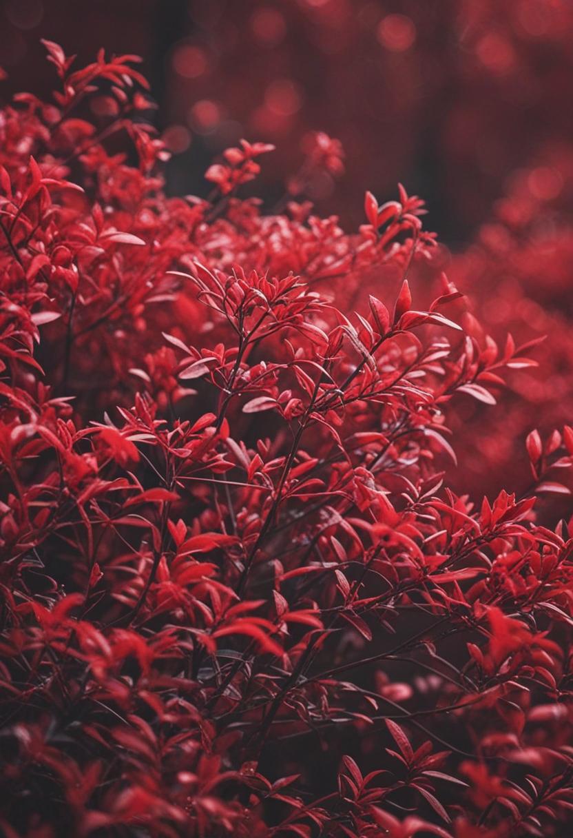 Abstract art on red background.