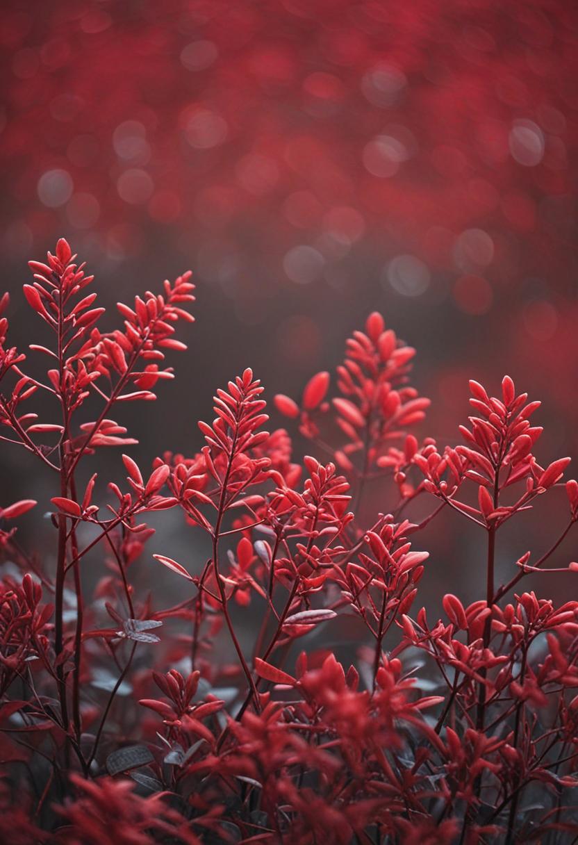 Red backdrop with stark visual contrast.
