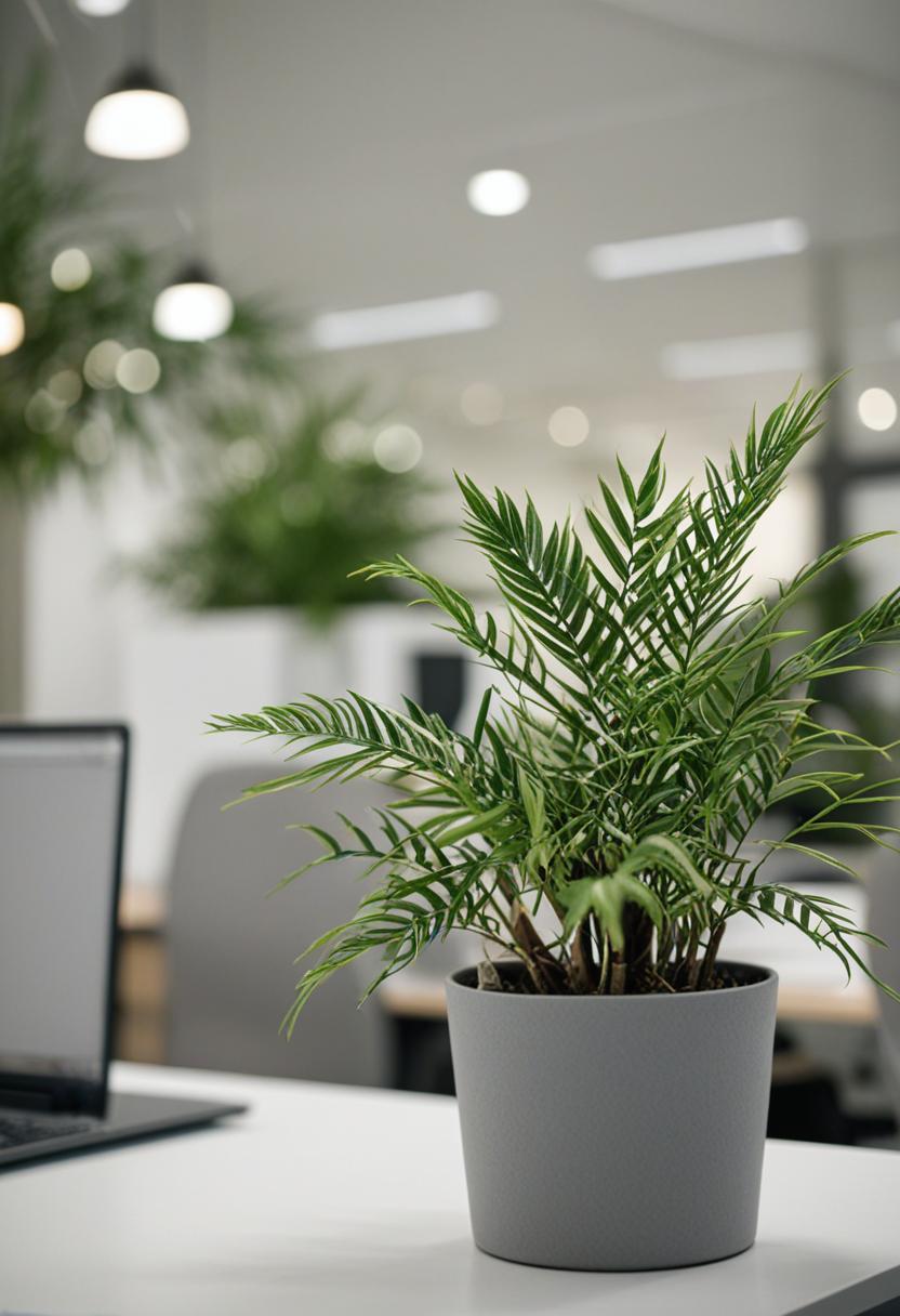 Plants enhance office decor and space vitality.