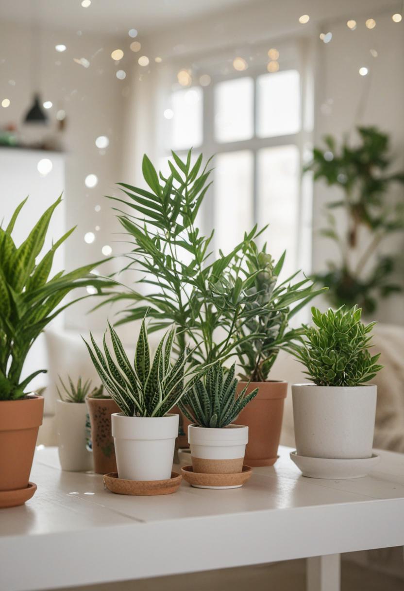 DIY room decor with plant arrangements.